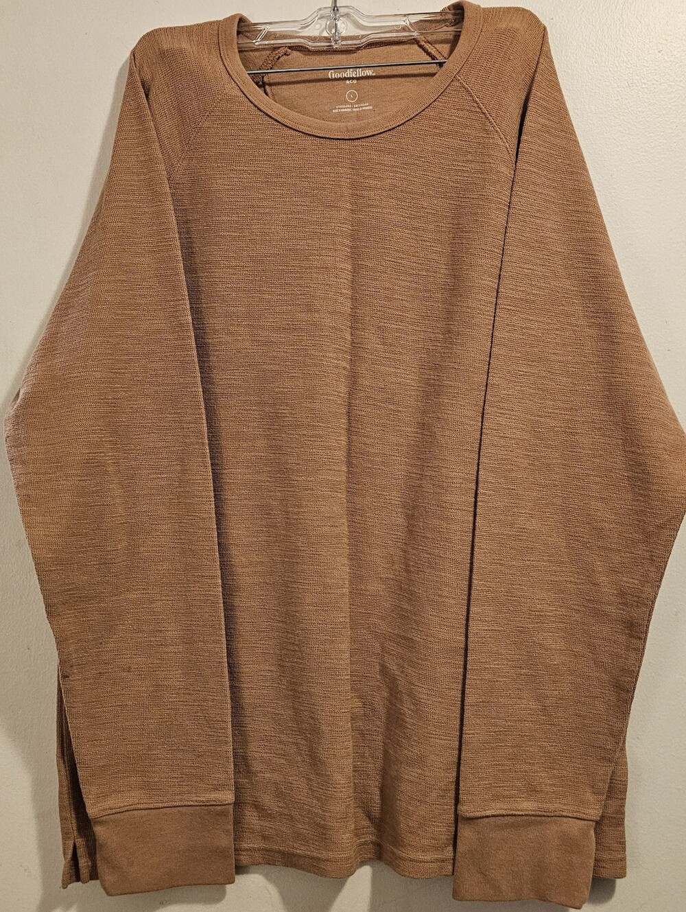 Goodfellow & Co Men’s Large Tan Waffle Knit Thermal Long Sleeve Shirt
